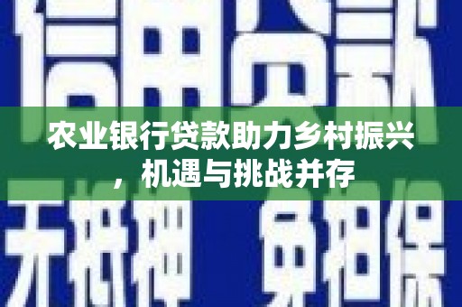翠屏农业银行贷款助力乡村振兴，机遇与挑战并存