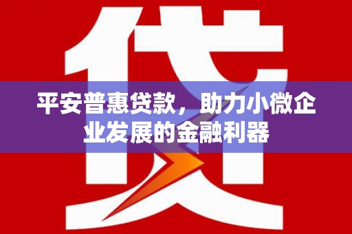 翠屏平安普惠贷款，助力小微企业发展的金融利器
